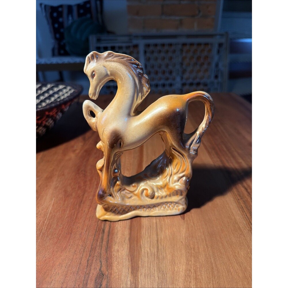 VINTAGE Brazilian Porcelain Lusterware Prancing Horse on Clouds Figurine